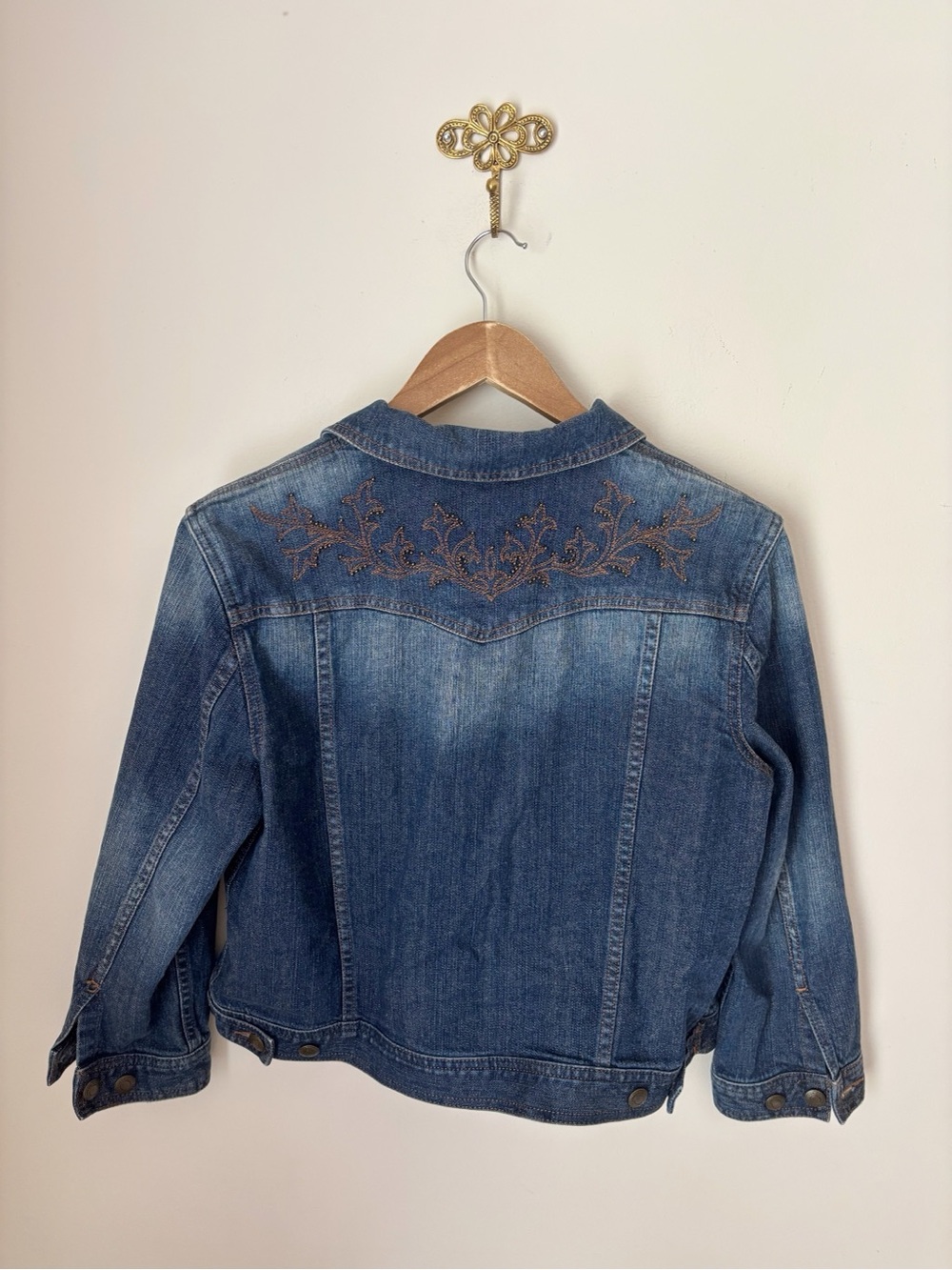 Lauren Jeans Co Vintage Embroidered Denim Button Up Jacket Large - Picture 3 of 7